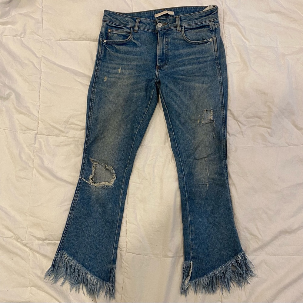 Zara Trafaluc Fringe Ankle Jeans